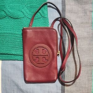 Tory Burch Wine Red Crossbody Wallet - Leather
